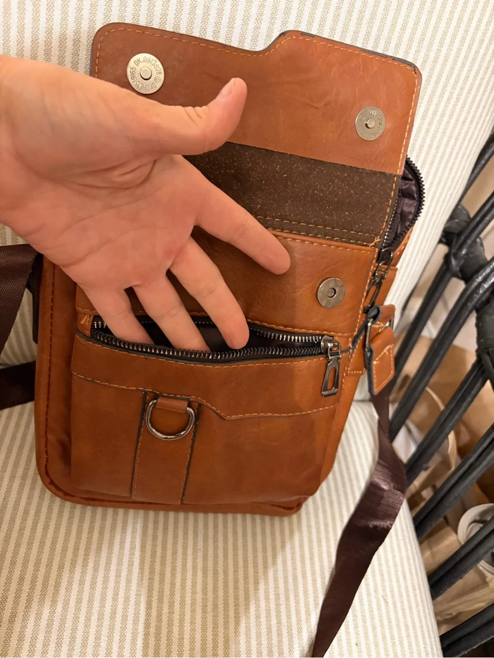 Weixier Brown Leather Messenger Crossbody for Men